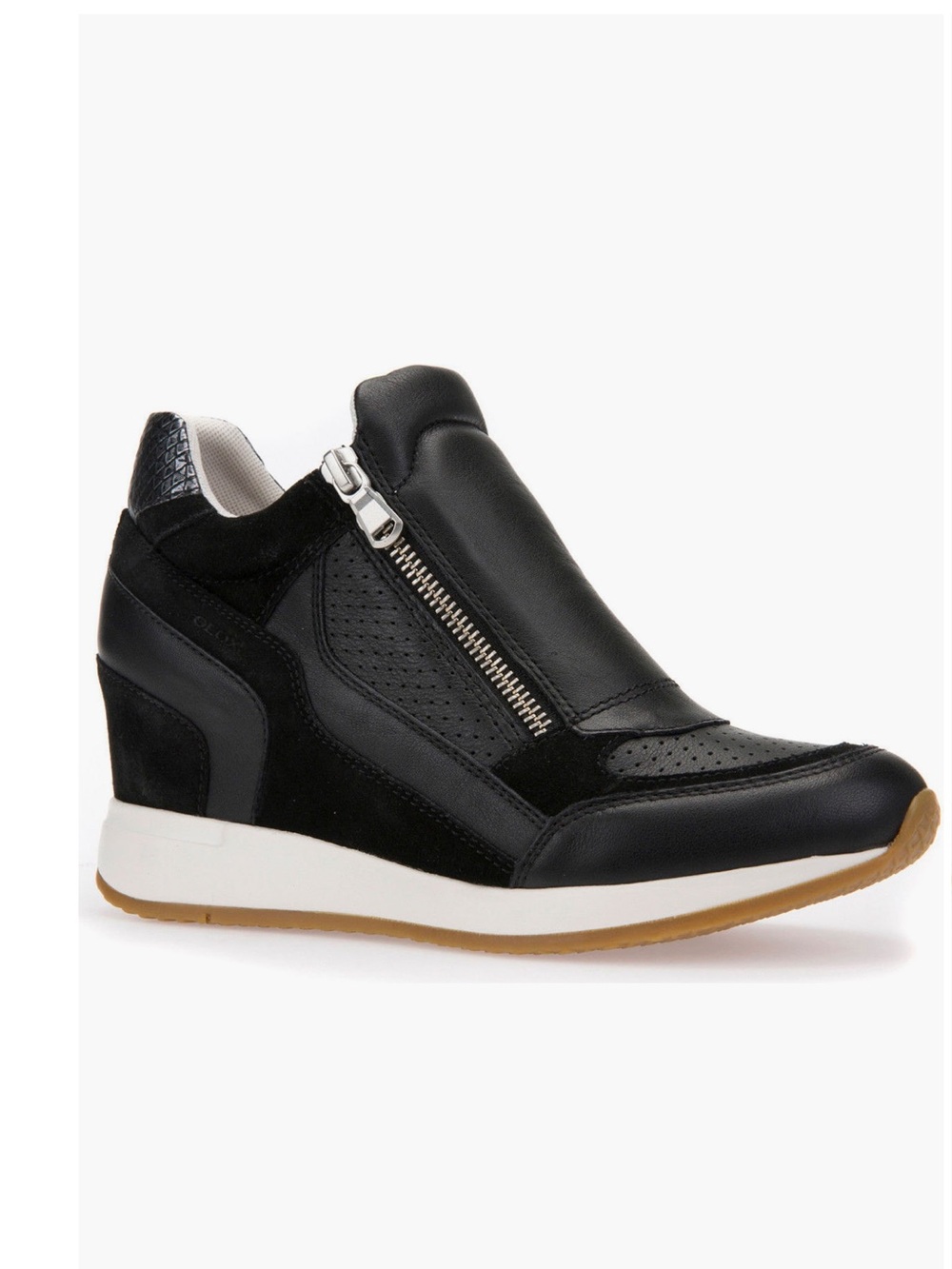 Geox Black Wedge Sneaker with Side Zip Wyndame10